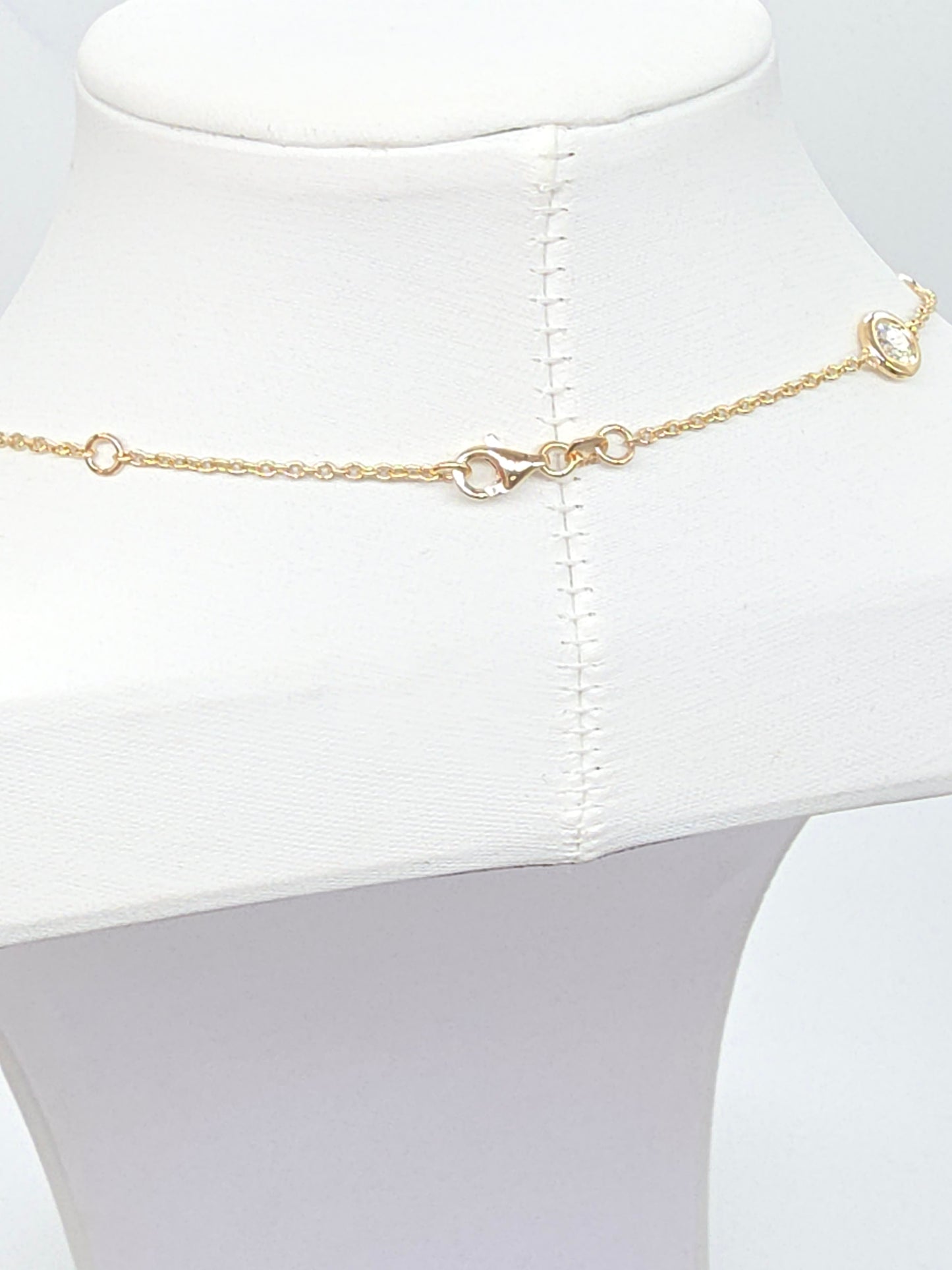 2.57 Carat Natural Diamond By The Yard Necklace 14 Karat Yellow Gold 16''