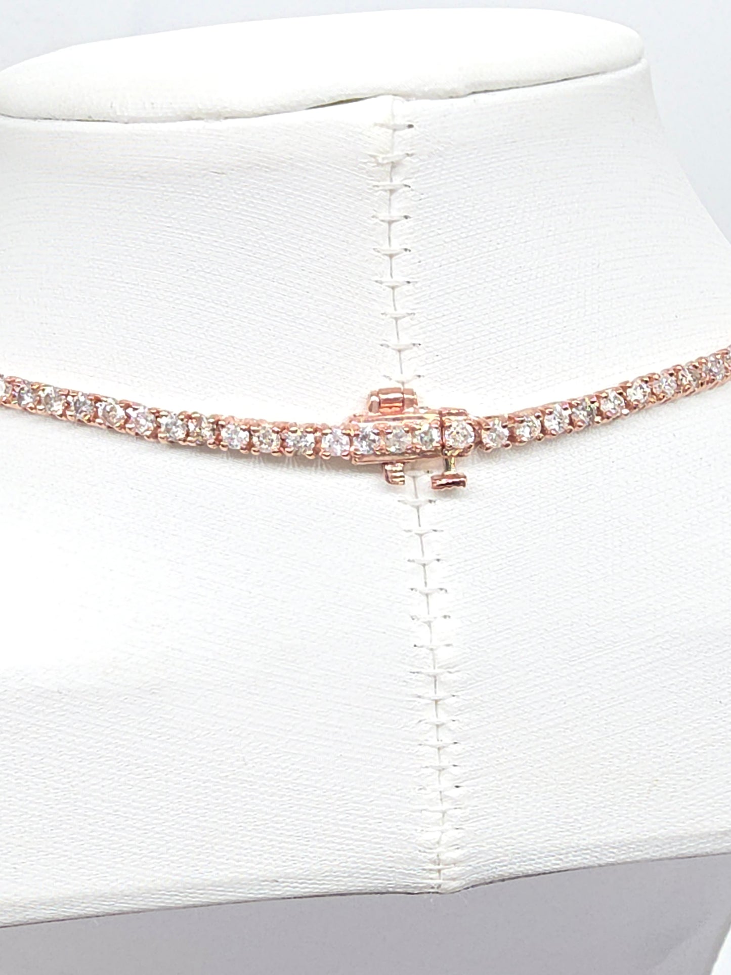 9.25 Carat Round Brilliant Cut Diamond Tennis Necklace in 14K Rose Gold, 22”