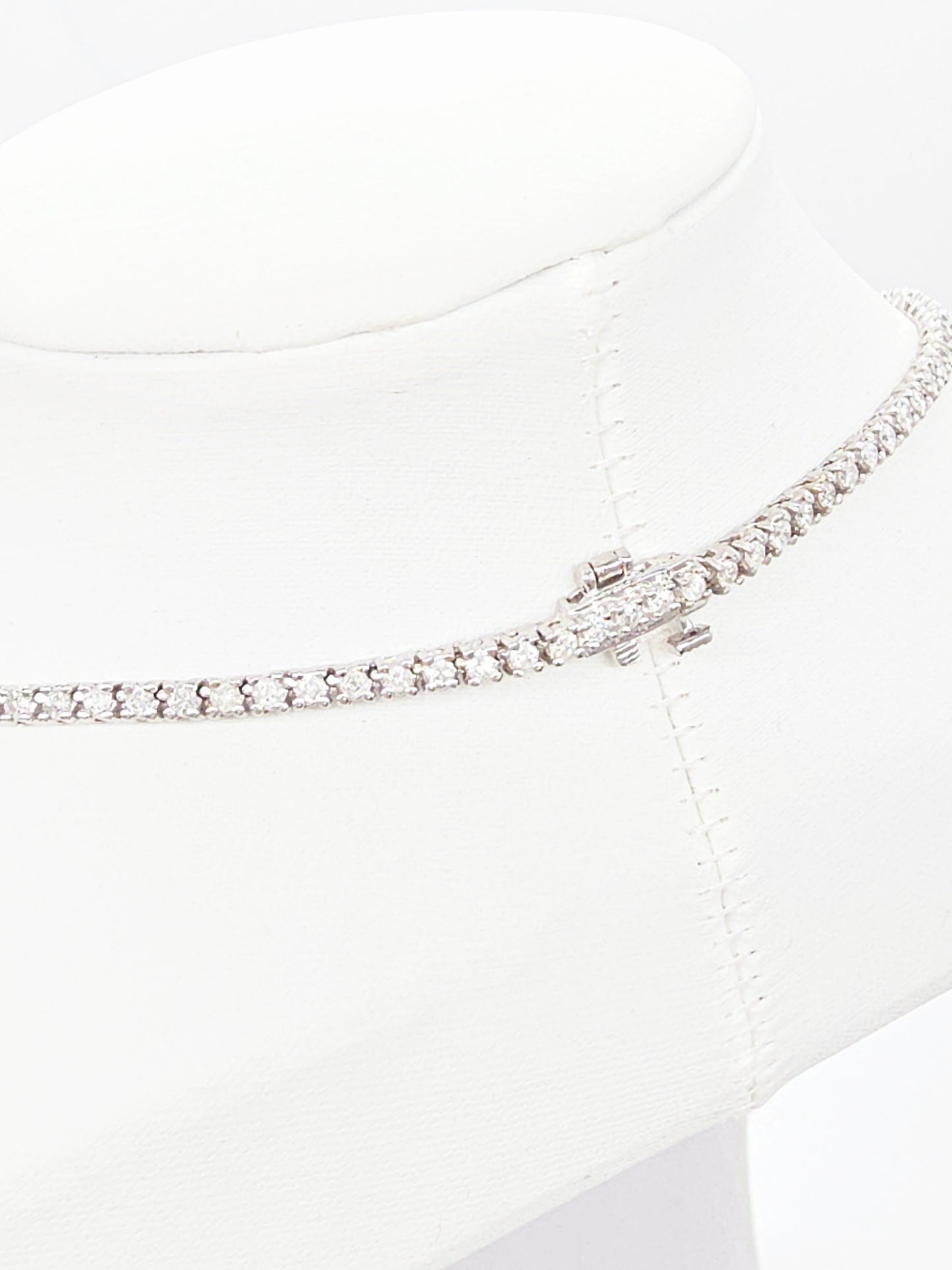 5.18 Carat Round Natural Diamond Tennis Necklace 14K White 18''