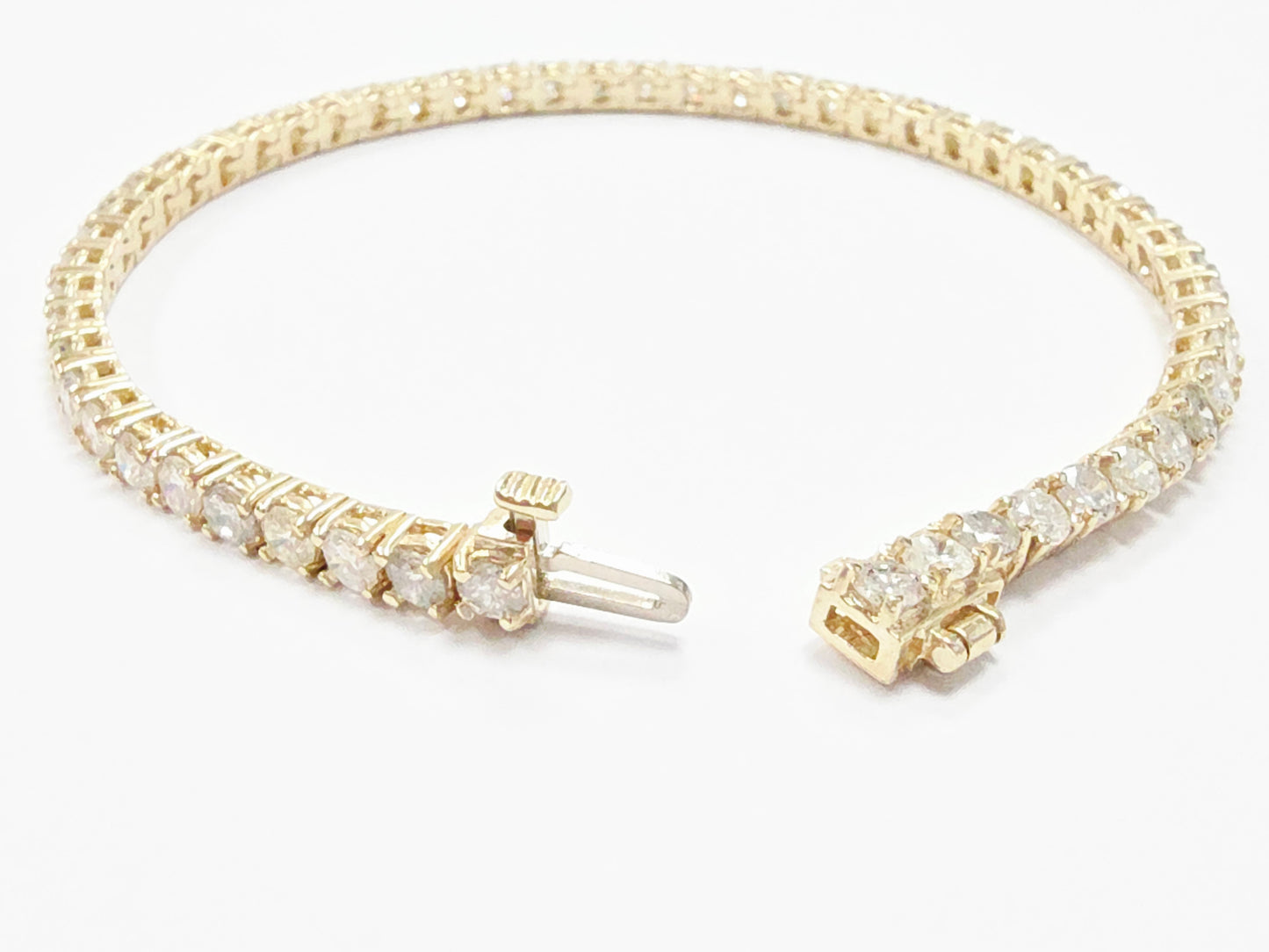 6.28 Carat Natural Diamond Tennis Bracelet 14 Karat Yellow Gold