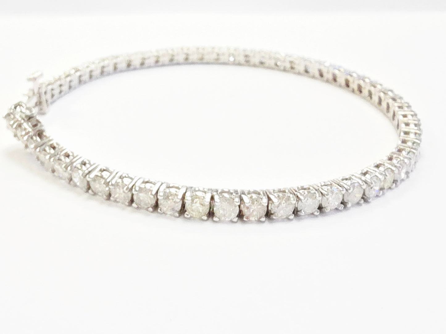 6.50 Carat Natural Diamond Tennis Bracelet 14 Karat White Gold