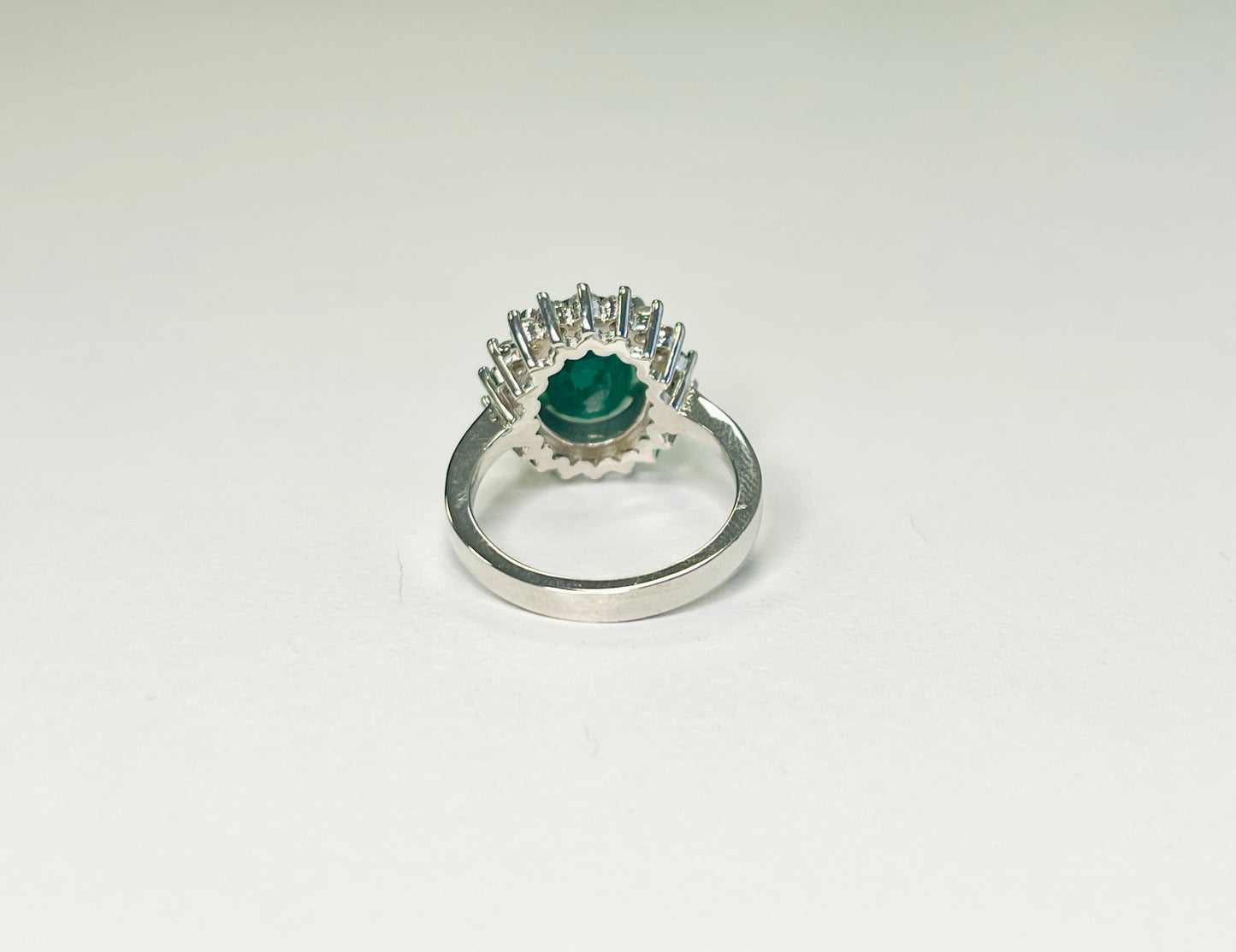 3.62 Carat Emerald Natural Diamond 14K White Gold Ring