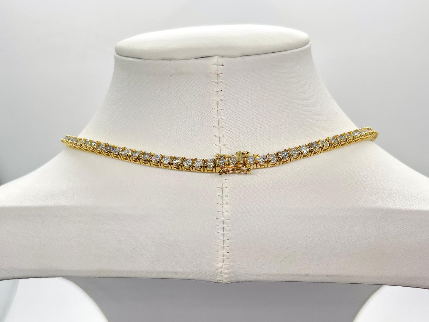 15.30 Carat Natural Diamond Tennis Necklace in 14K Yellow Gold 20"