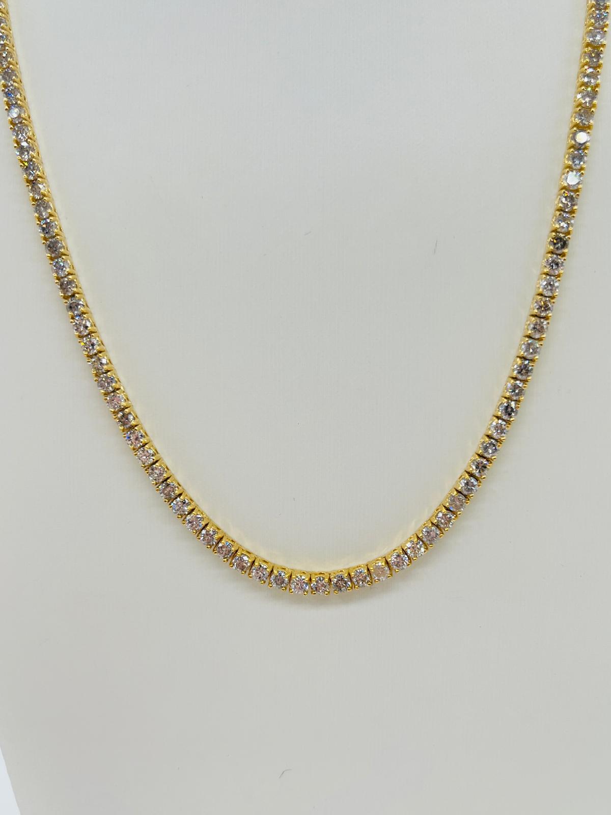 15.30 Carat Natural Diamond Tennis Necklace in 14K Yellow Gold 20"