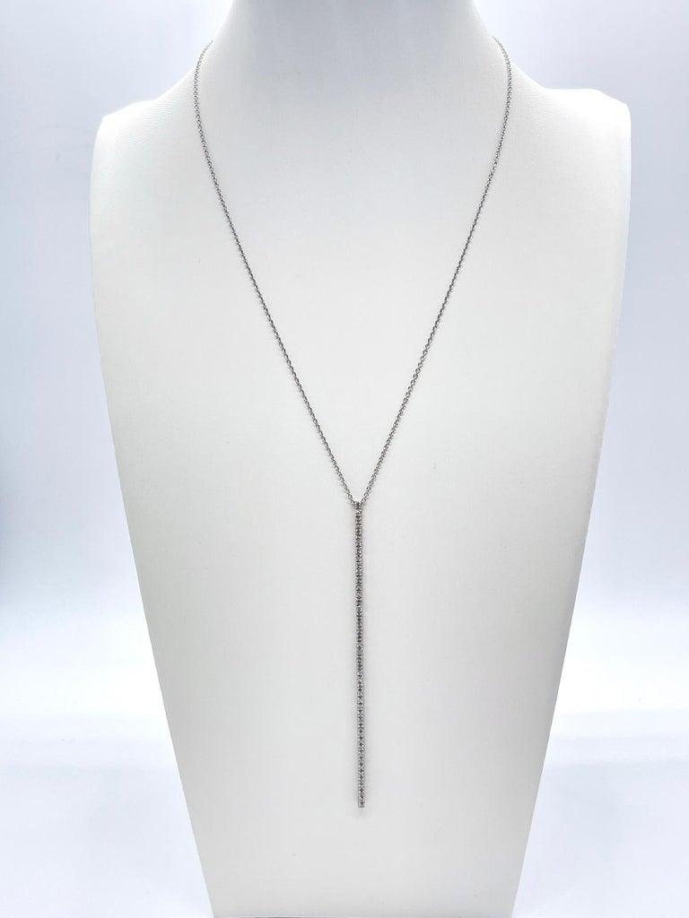 0.58 Carat Natural Diamond Tennis-Style Drop Pendant Necklace in 14K White Gold