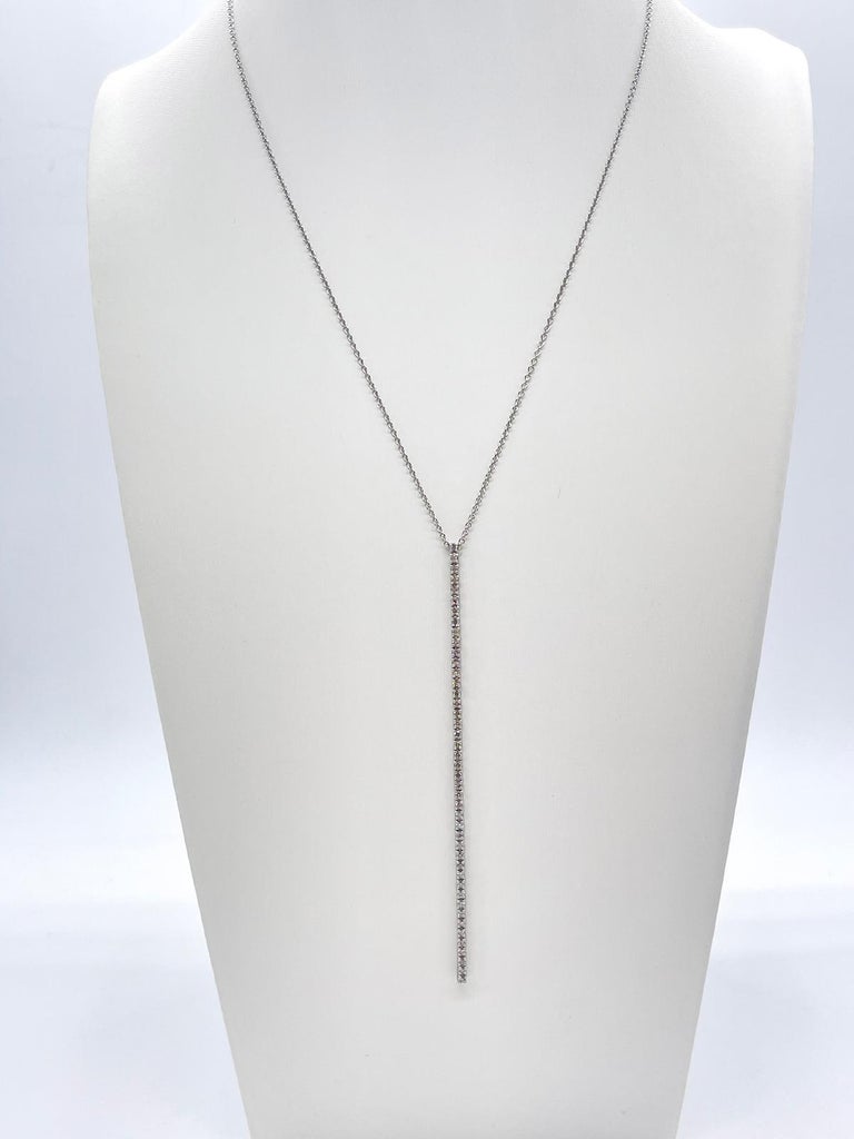0.58 Carat Natural Diamond Tennis-Style Drop Pendant Necklace in 14K White Gold