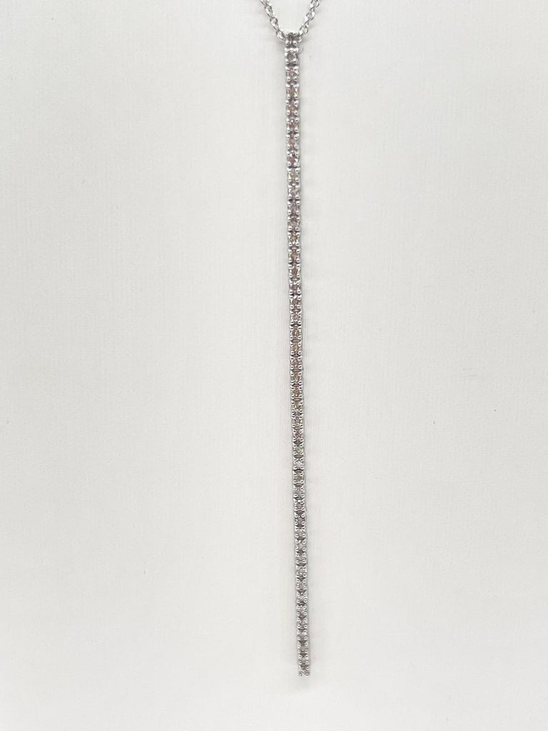 0.58 Carat Natural Diamond Tennis-Style Drop Pendant Necklace in 14K White Gold