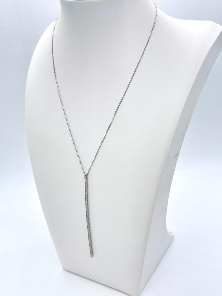 0.58 Carat Natural Diamond Tennis-Style Drop Pendant Necklace in 14K White Gold