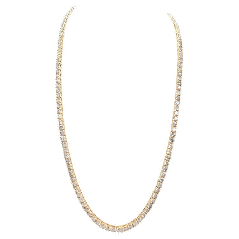 22.75 Carat Natural Diamond Tennis Necklace in 14K Yellow Gold 20"