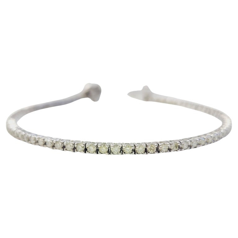 1.90 Carat Natural Diamond Tennis Bracelet 14 Karat White Gold