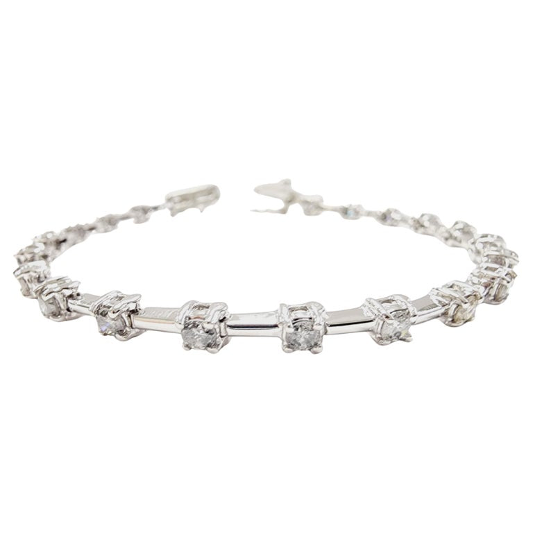 2.41 Carat Natural Diamond Tennis Bracelet 14 Karat White Gold