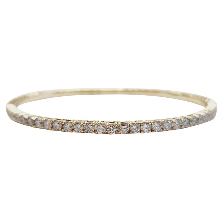 4.45 Carat Flexible Bangle Natural Diamond Yellow Gold 14 Karat