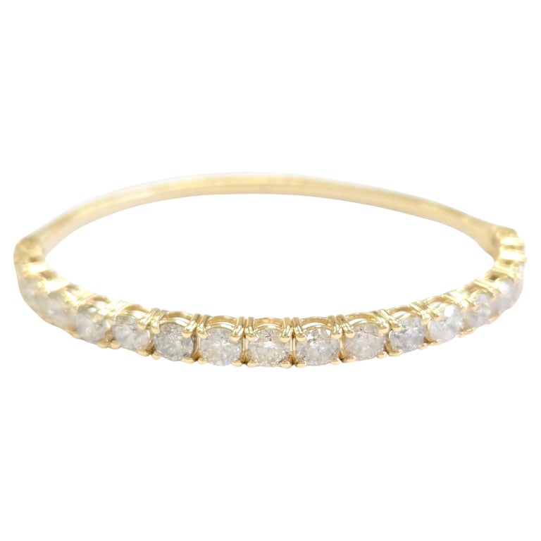 7.12 Carat Flexible Bangle Natural Diamond Yellow Gold 14 Karat