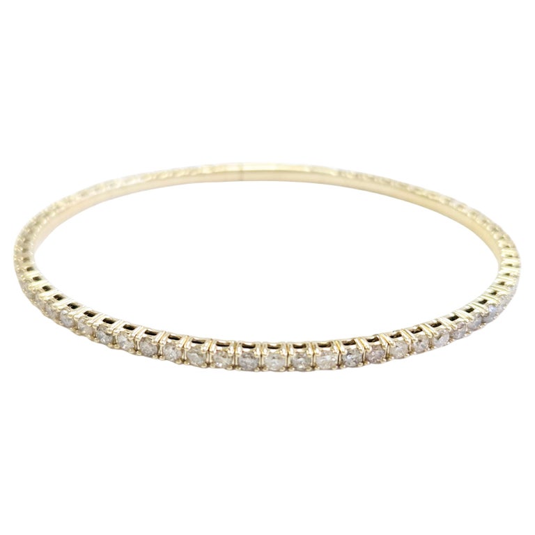 2.82 Carat Flexible Bangle Natural Diamond Yellow Gold 14 Karat
