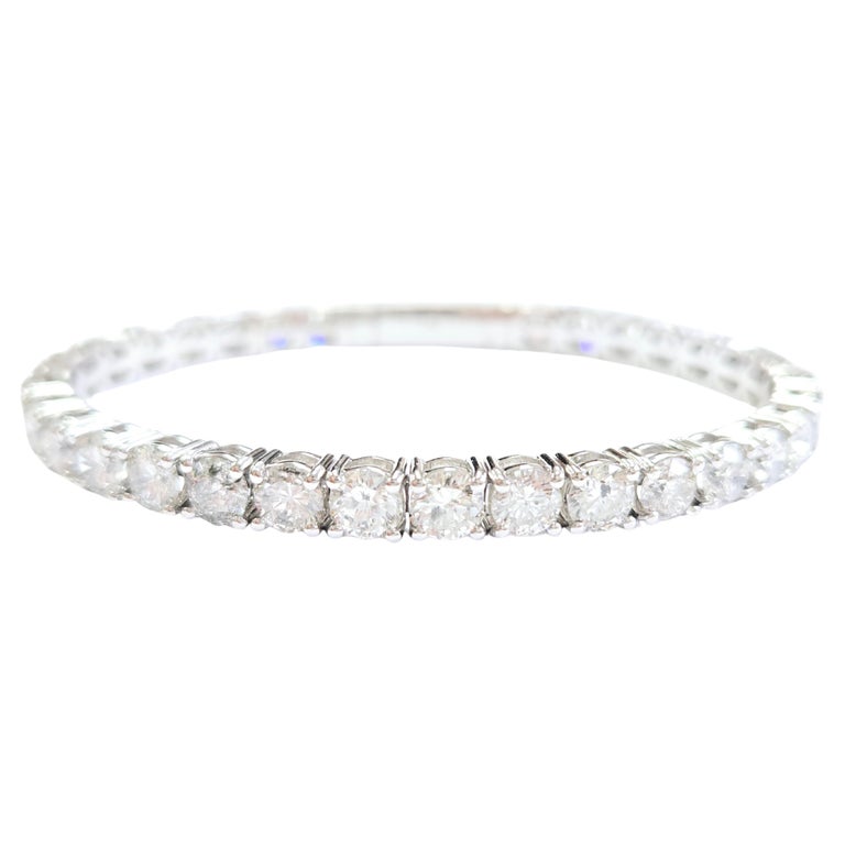 13.32 Carat Natural Diamond Full Flexible Bangle White Gold 14 Karat