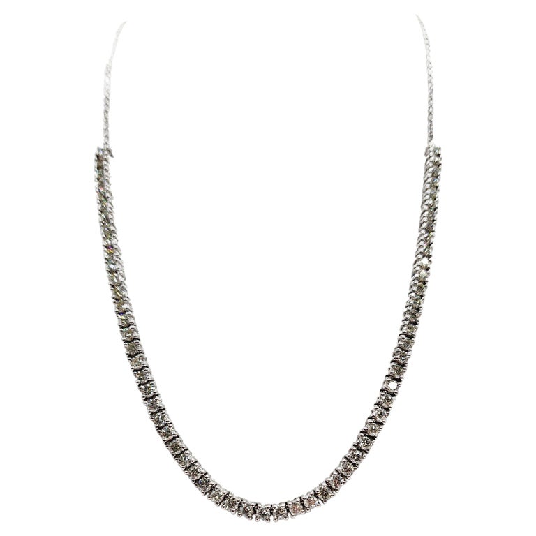 5.85 Carat Mini Diamond Tennis Necklace – 14K White Gold