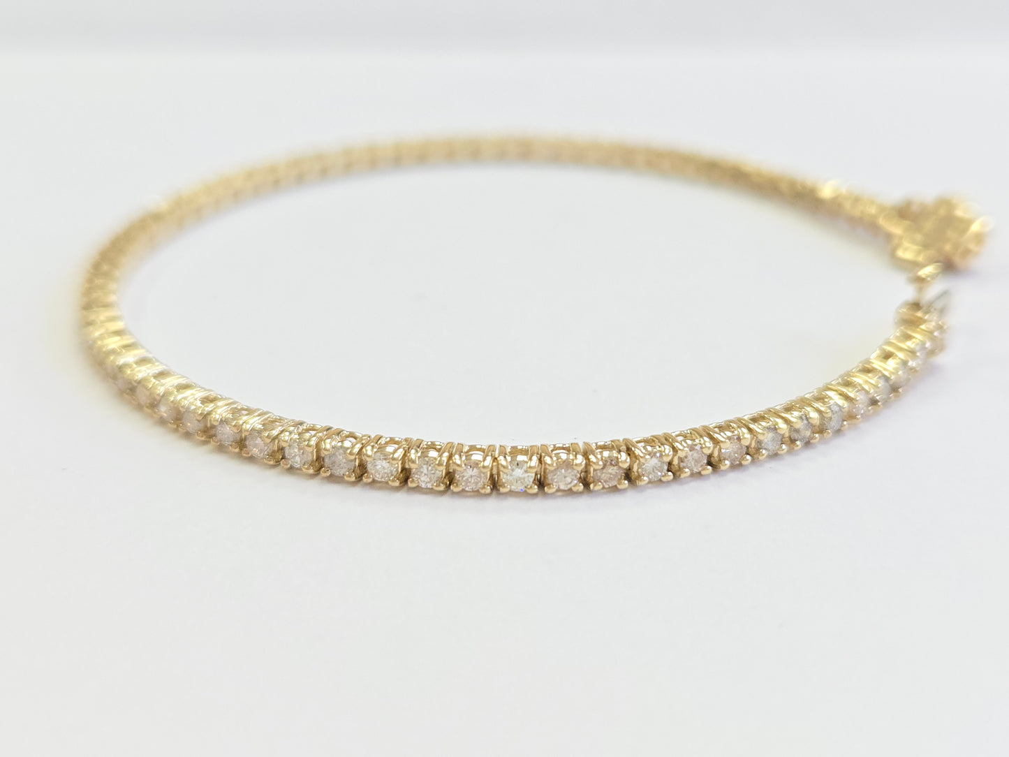 1.92 Carat Natural Diamond Tennis Bracelet 14 Karat Yellow Gold