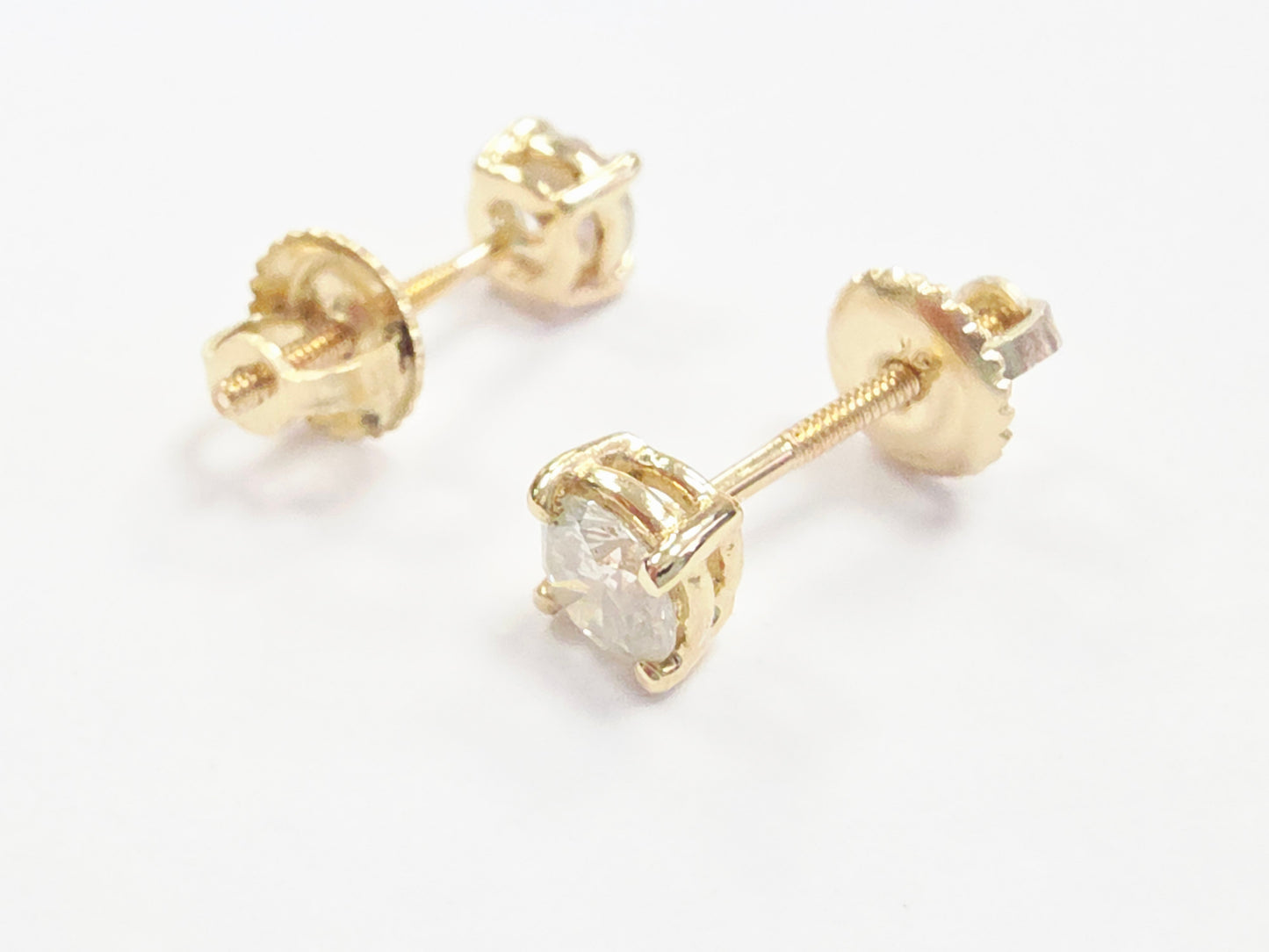 0.60 Carat Natural Brilliant Round Diamond Studs Yellow Gold 14 Karat