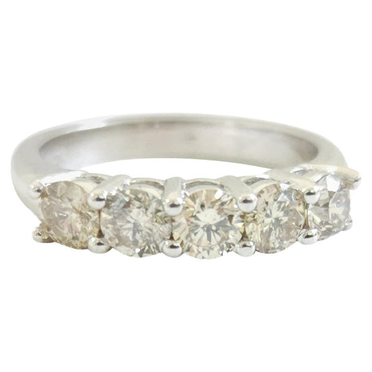 1.16 Carat Natural Diamond White Gold Mini band Ring 14K