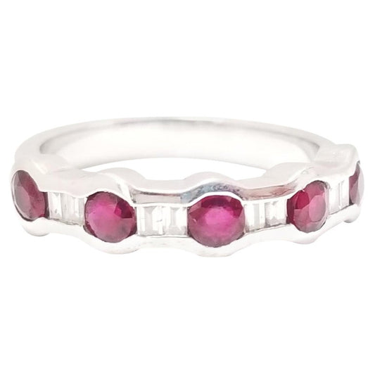 Ruby Natural Diamond Ring 18 Karat White Gold