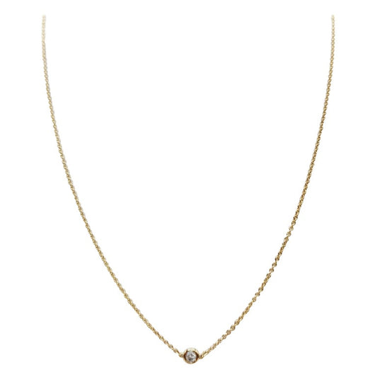 0.13 Carat Natural Diamond by the Yard Necklace 14 Karat Yellow Gold 18''