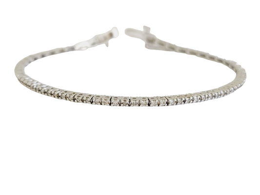 1.05 Carat Round Brilliant Cut Diamond Tennis Bracelet 14 Karat White Gold
