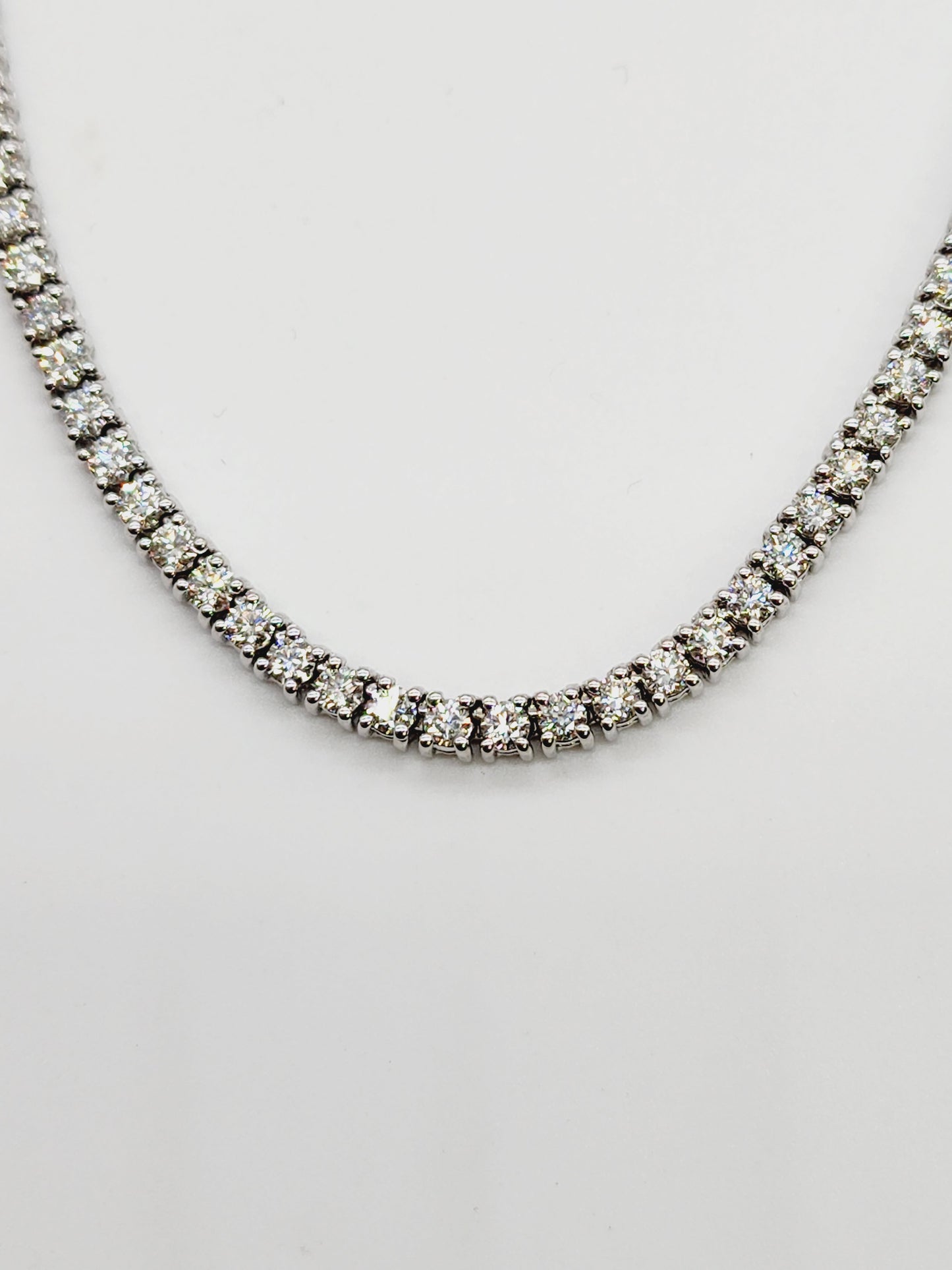 5.85 Carat Mini Diamond Tennis Necklace – 14K White Gold