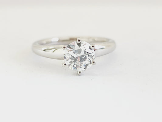 1.20 Carat Old European Cut Lab-Grown Diamond Solitaire Ring – 14K White Gold – IGI Certified – Size 6.5