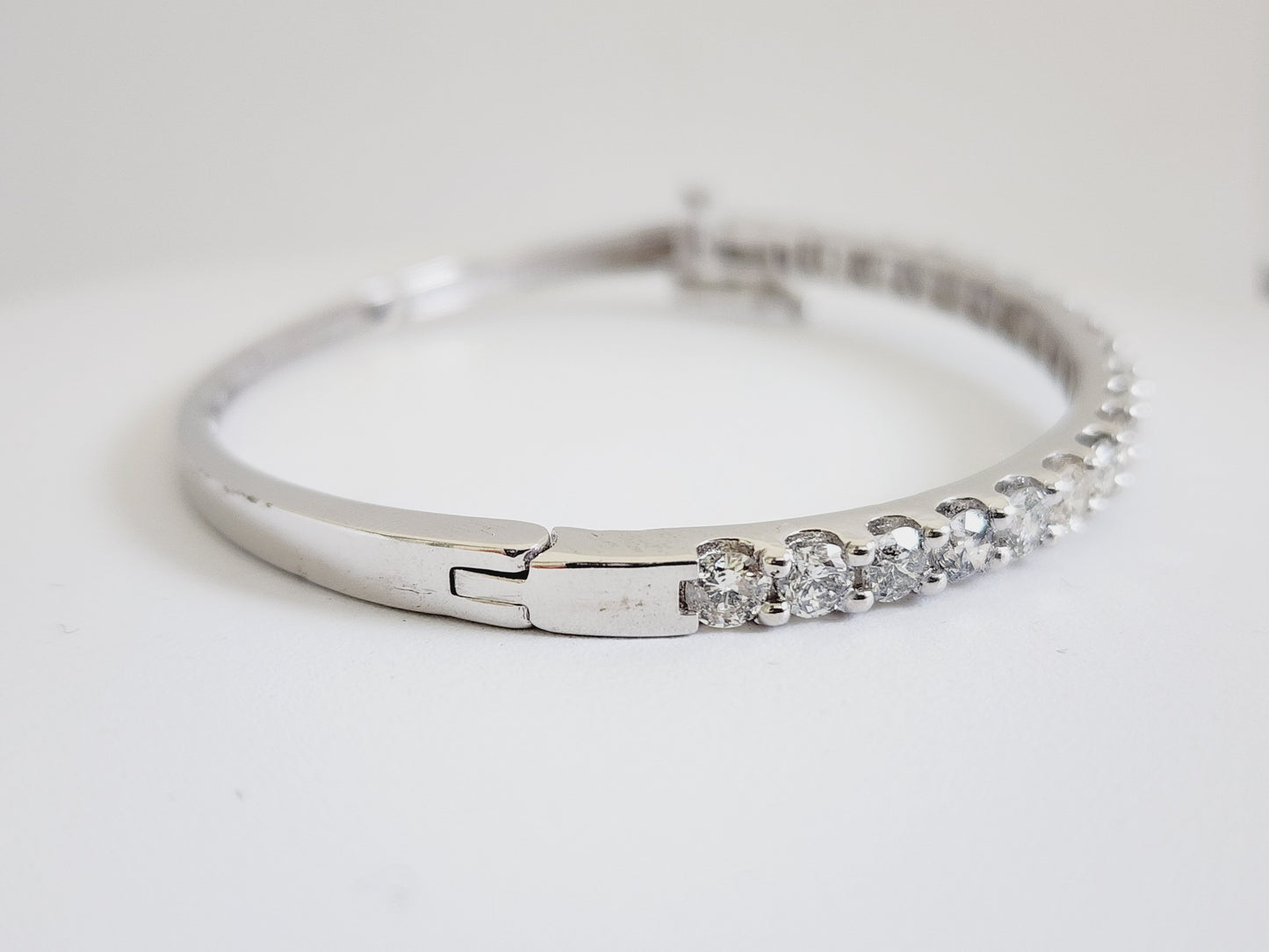 3.70 Carat Half Way Bangle White Gold 14 Karat