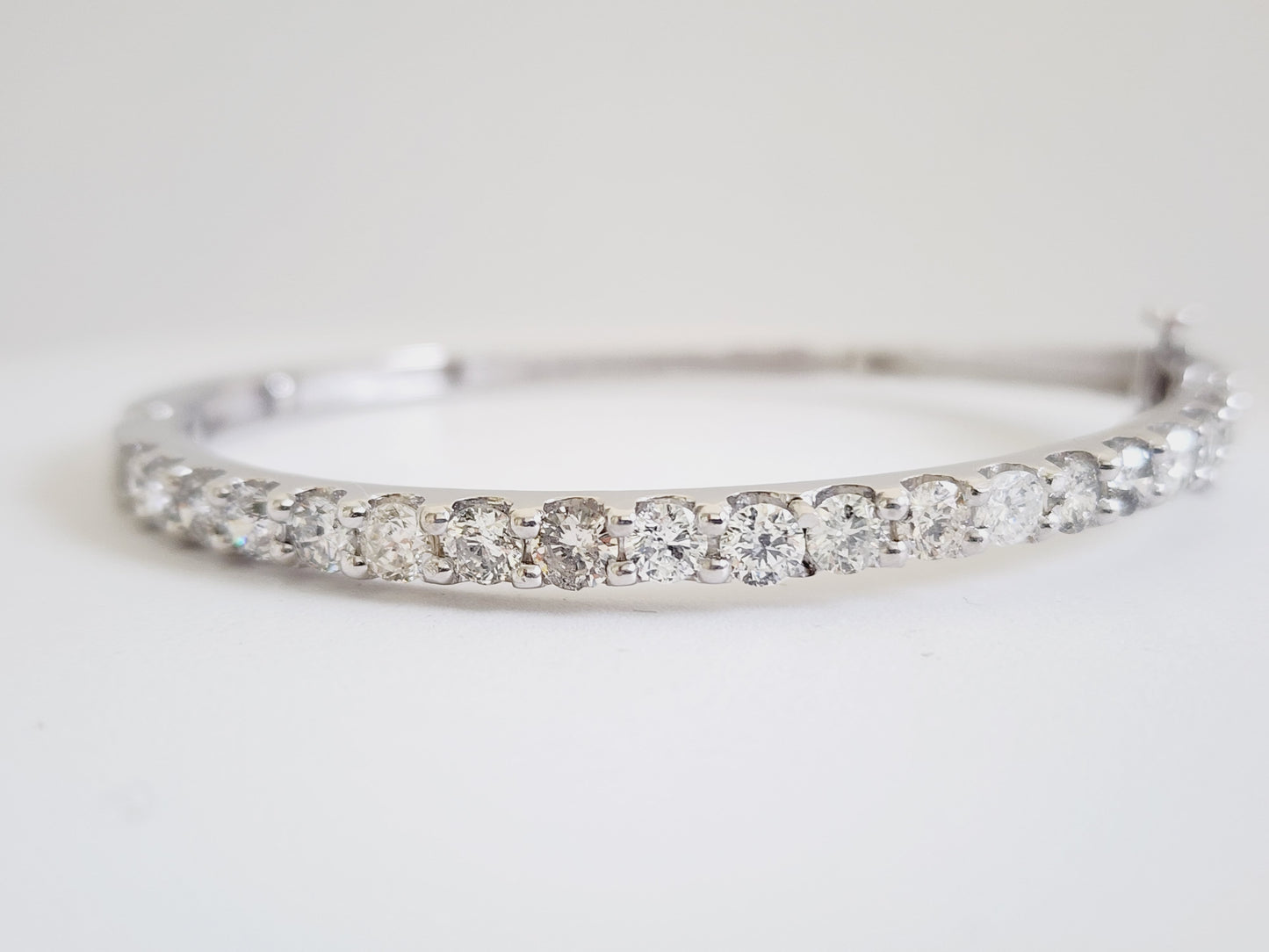 3.70 Carat Half Way Bangle White Gold 14 Karat