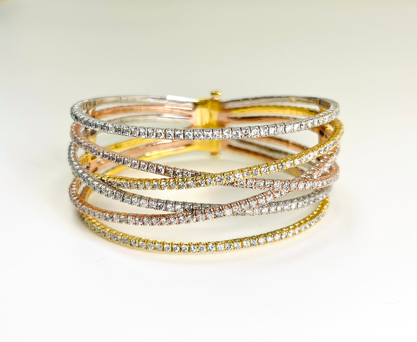 6.52 Carat Six Row Natural Diamonds Mini Bangle Bracelet