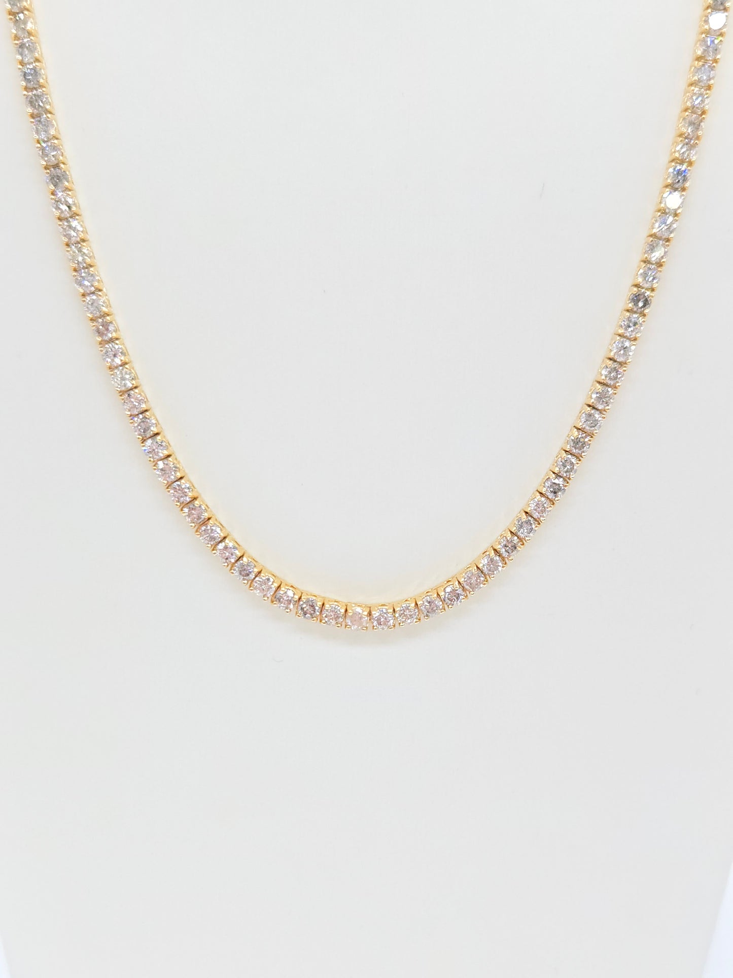 15.30 Carat Natural Diamond Tennis Necklace in 14K Yellow 20"