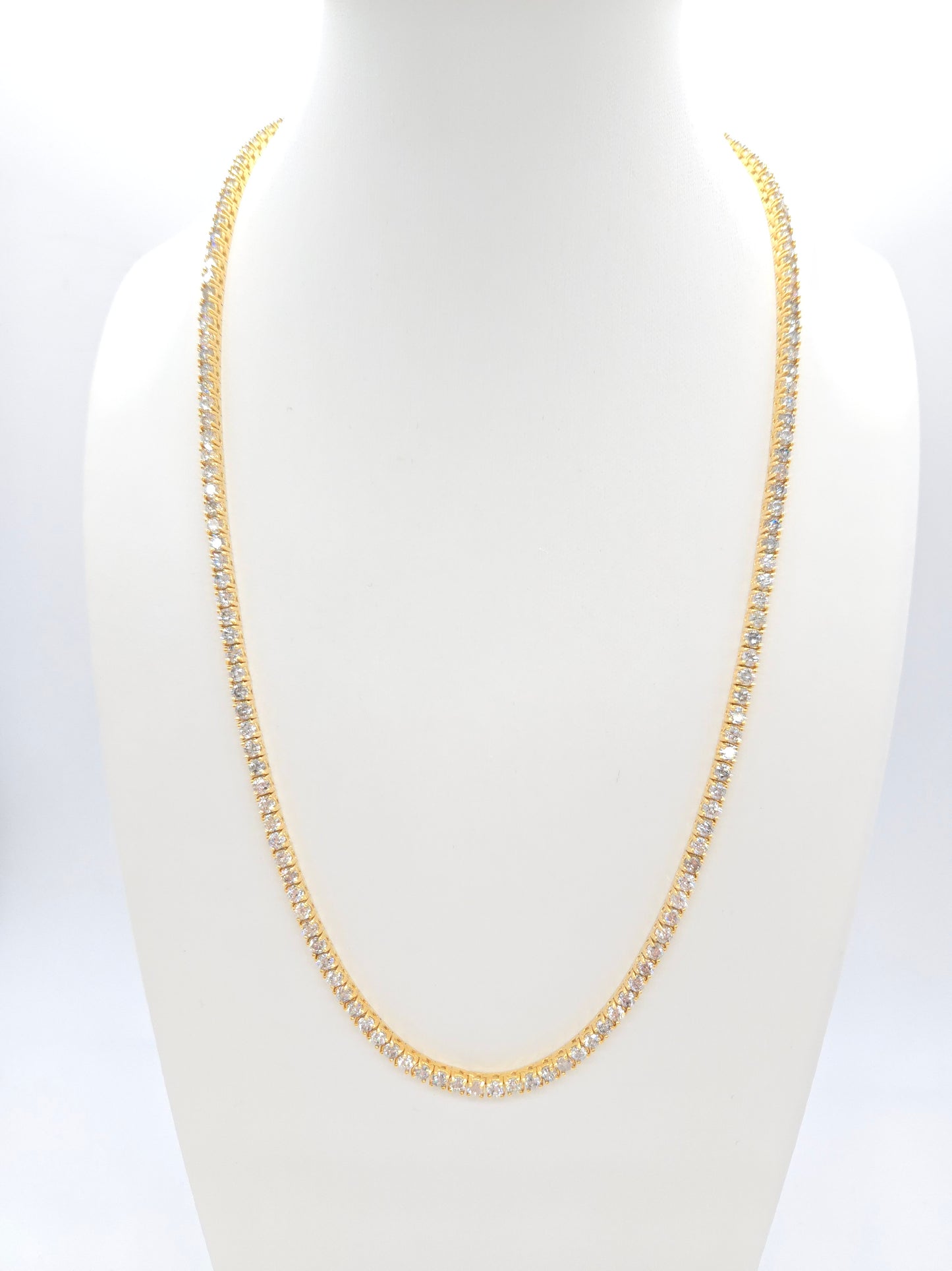 15.30 Carat Natural Diamond Tennis Necklace in 14K Yellow 20"