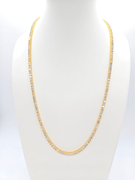 15.30 Carat Natural Diamond Tennis Necklace in 14K Yellow 20"