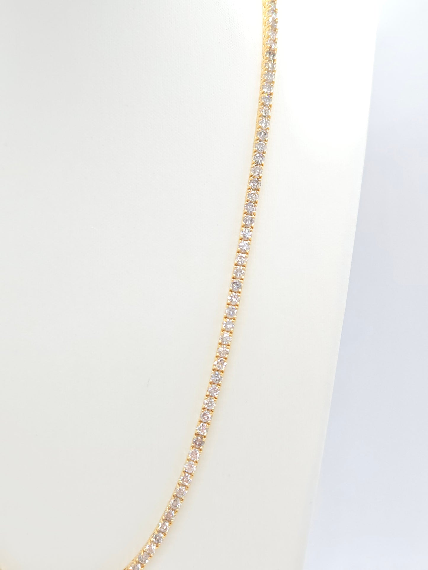 15.30 Carat Natural Diamond Tennis Necklace in 14K Yellow 20"