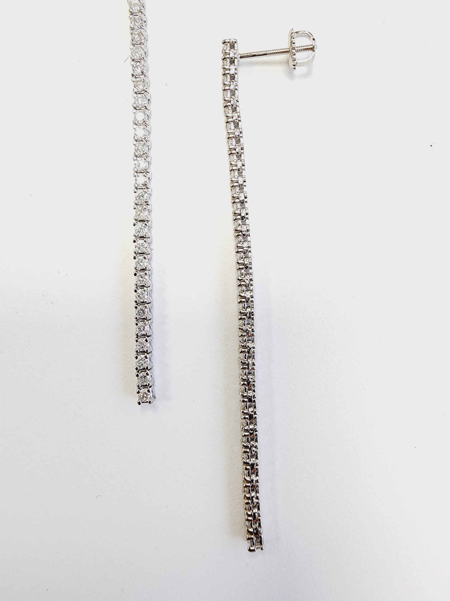 1.70 Carats Natural Diamonds Tennis Drop Earrings 14 Karat White Gold