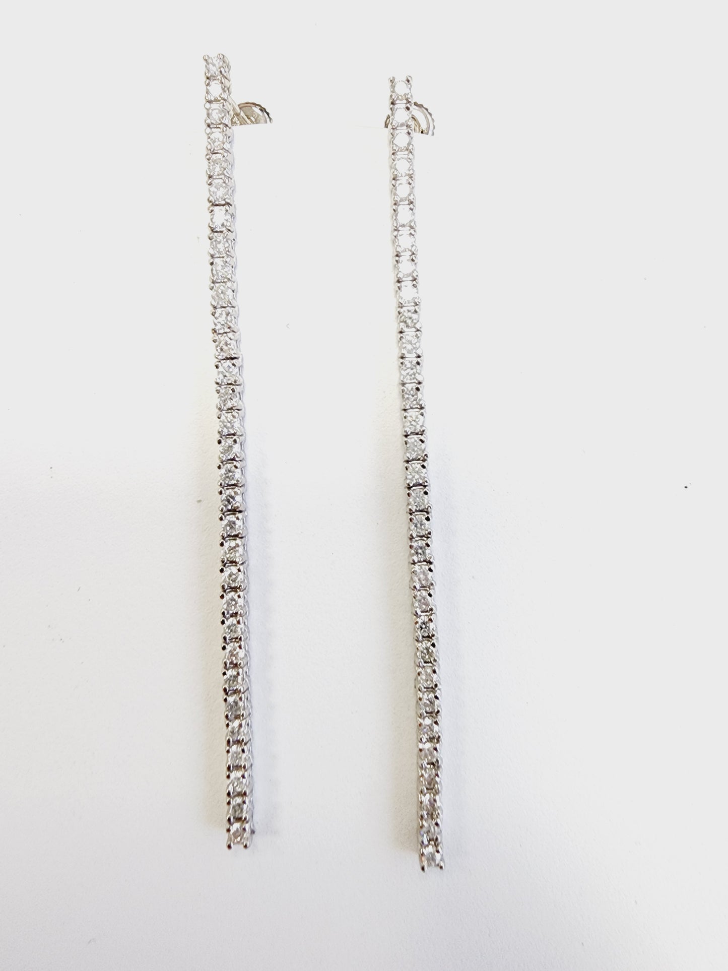 1.70 Carats Natural Diamonds Tennis Drop Earrings 14 Karat White Gold