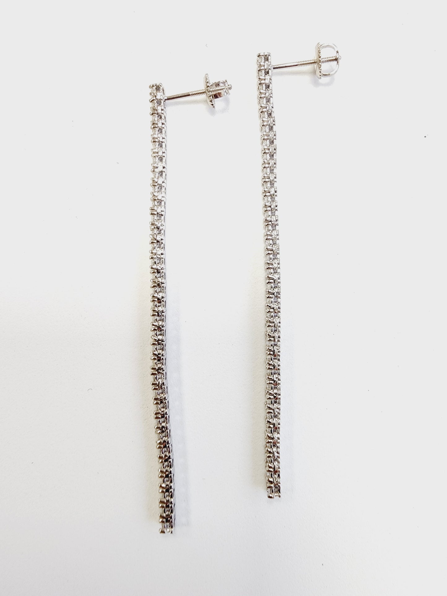 1.70 Carats Natural Diamonds Tennis Drop Earrings 14 Karat White Gold
