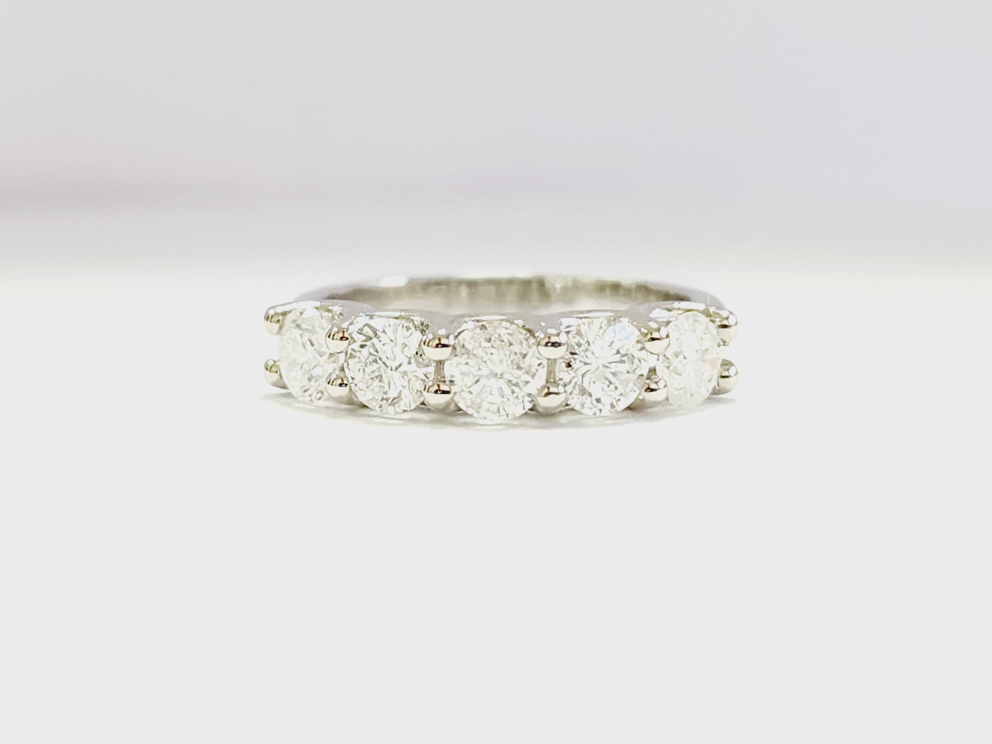 1.37 Carat Natural Diamond White Gold Mini band Ring 14K