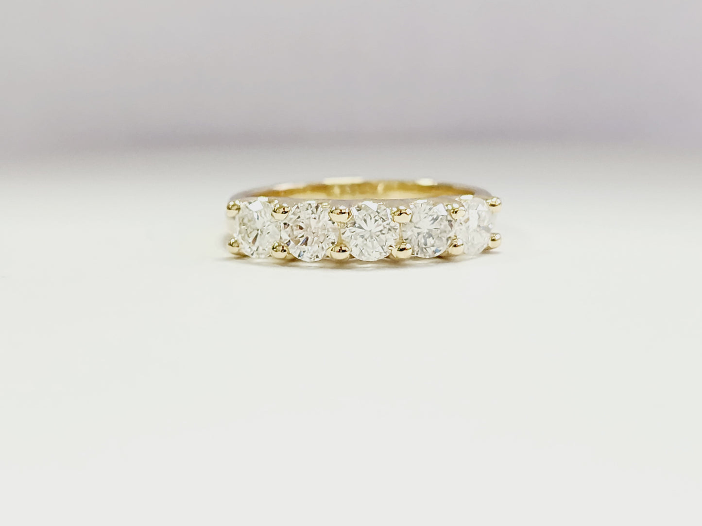 1.23 Carat Natural Diamond Yellow Gold Mini band Ring 14K