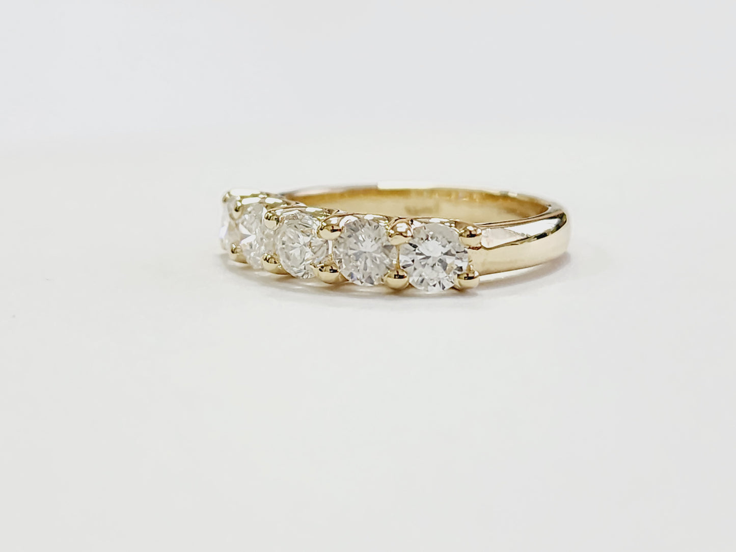 1.23 Carat Natural Diamond Yellow Gold Mini band Ring 14K