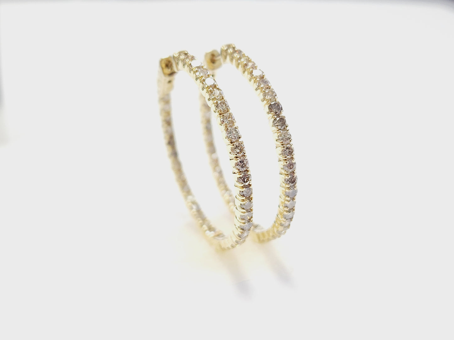2.48 Carat Diamond Hoops Earrings 14 Karat Yellow Gold