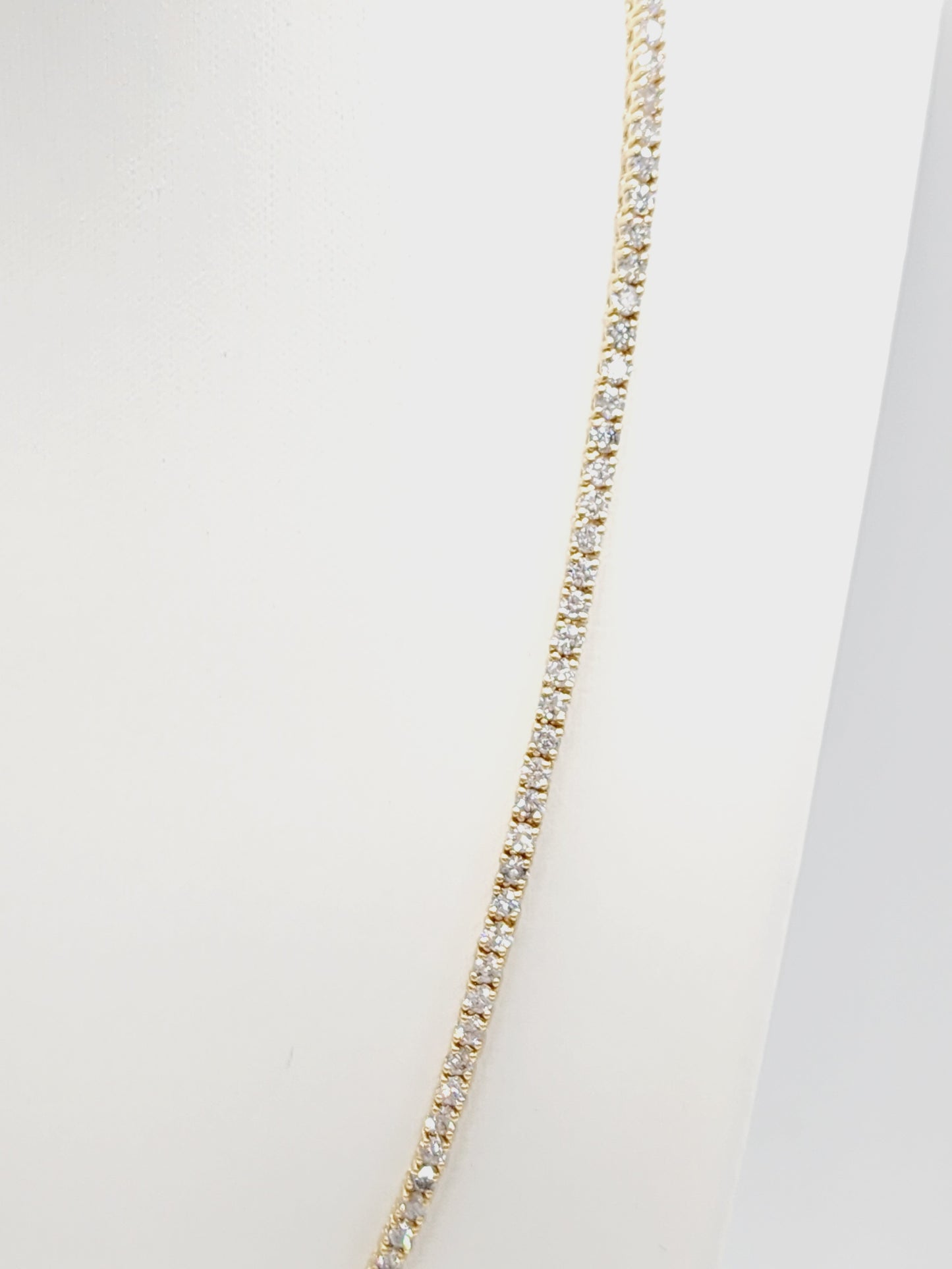 13.90 Carat Natural Diamond Tennis Necklace 14K Yellow Gold 20''