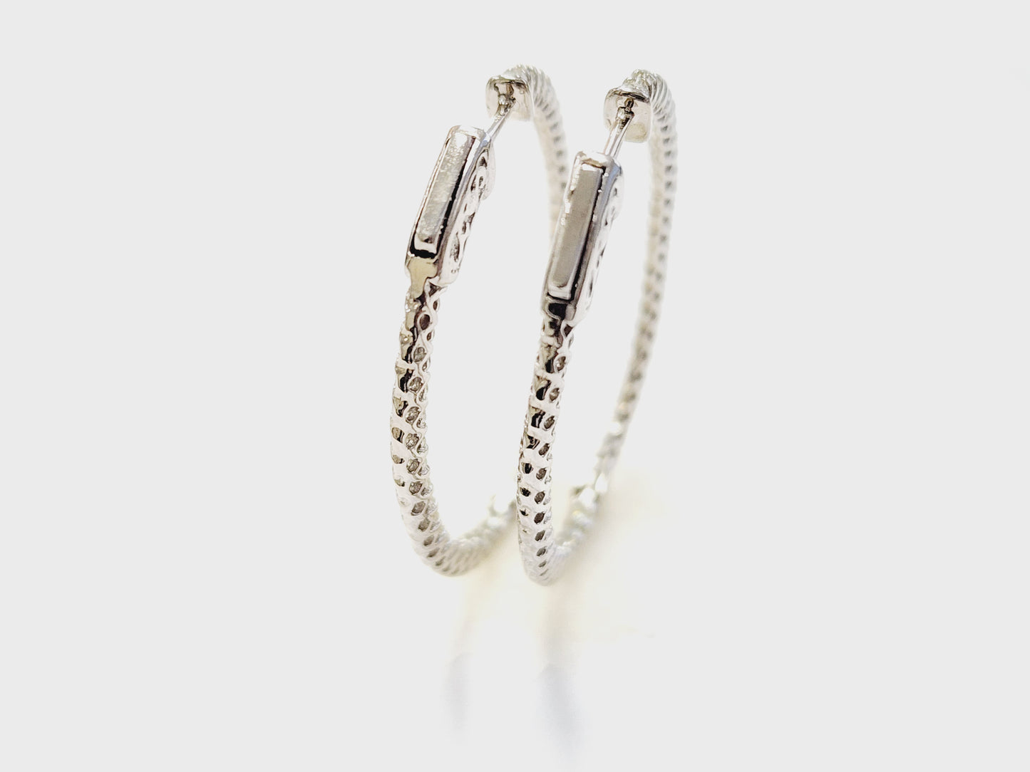 1.71 Carat Diamond Hoops Earrings 14 Karat White Gold