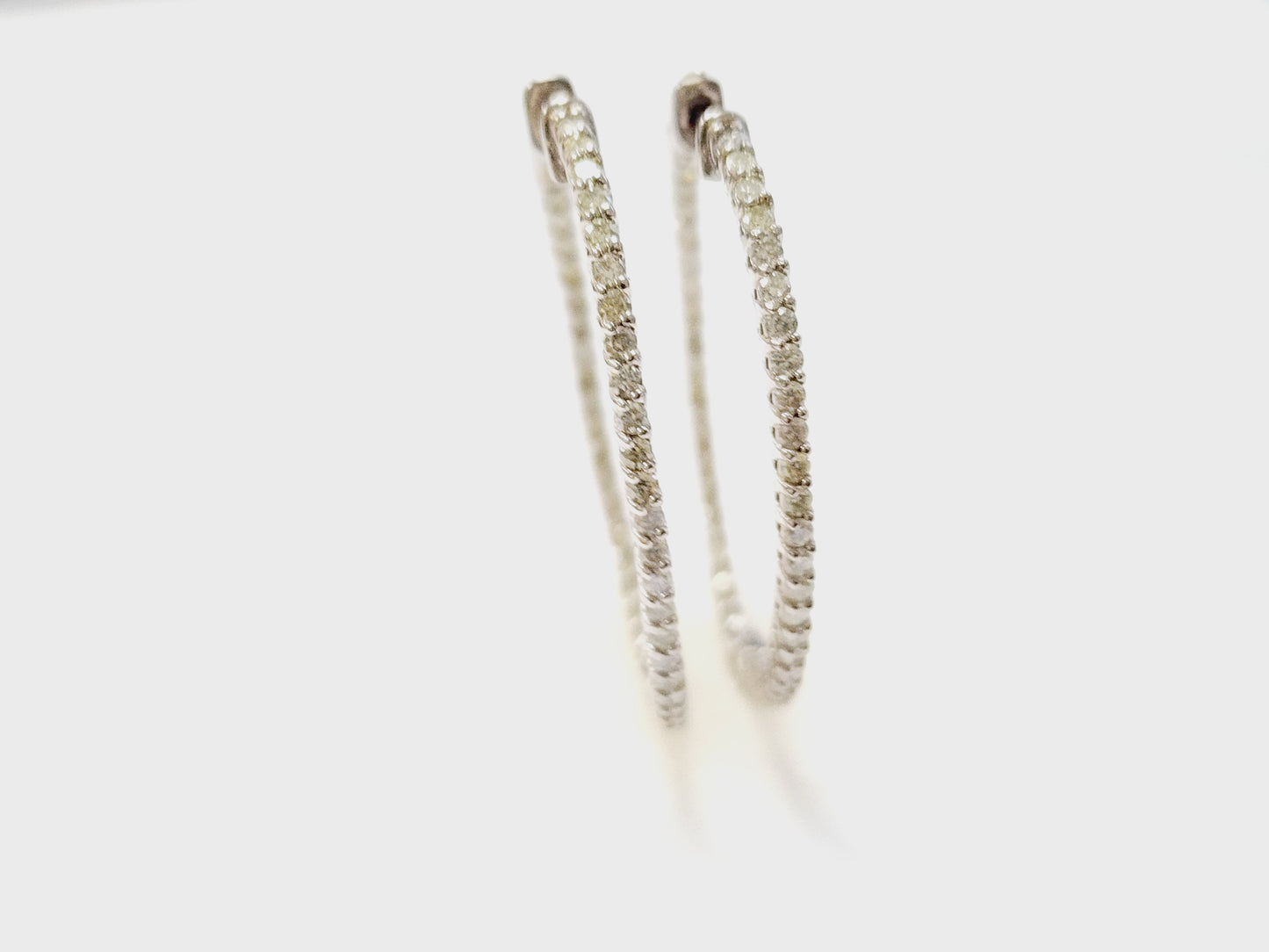 1.71 Carat Diamond Hoops Earrings 14 Karat White Gold