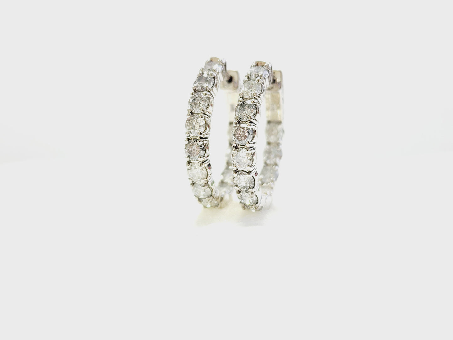 3 Carat Diamond Oval Hoops Earrings 14 Karat White Gold