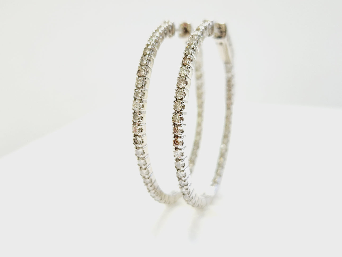1.73 Carat Diamond Oval Hoops Earrings 14 Karat White Gold