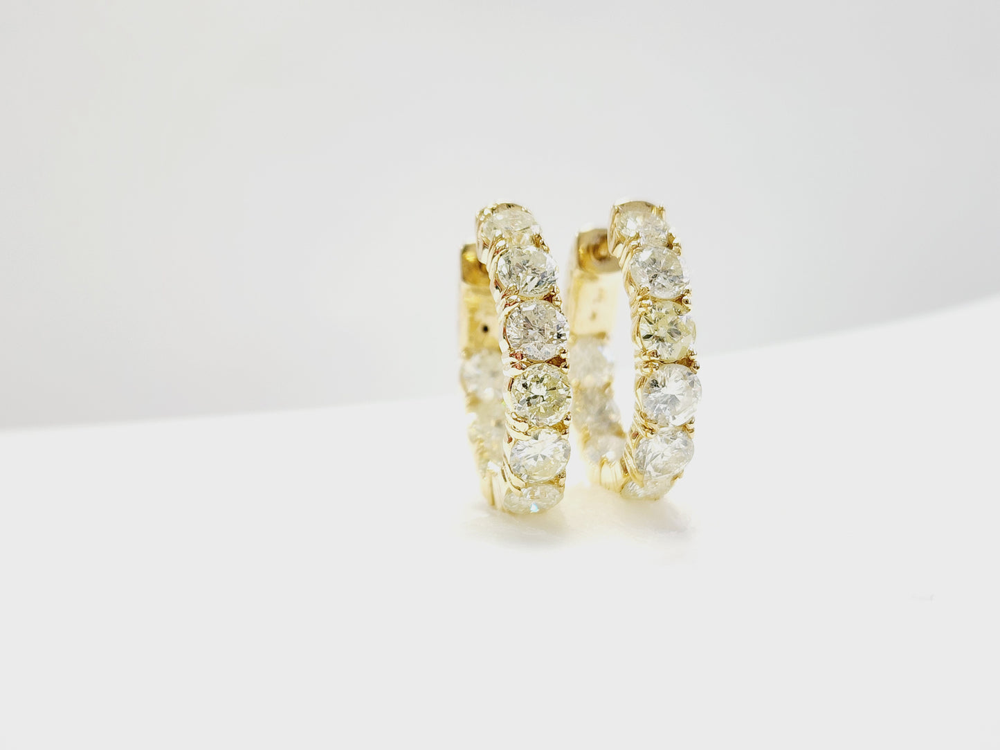 4.62 Carat Diamond Hoops Earrings 14 Karat Yellow Gold