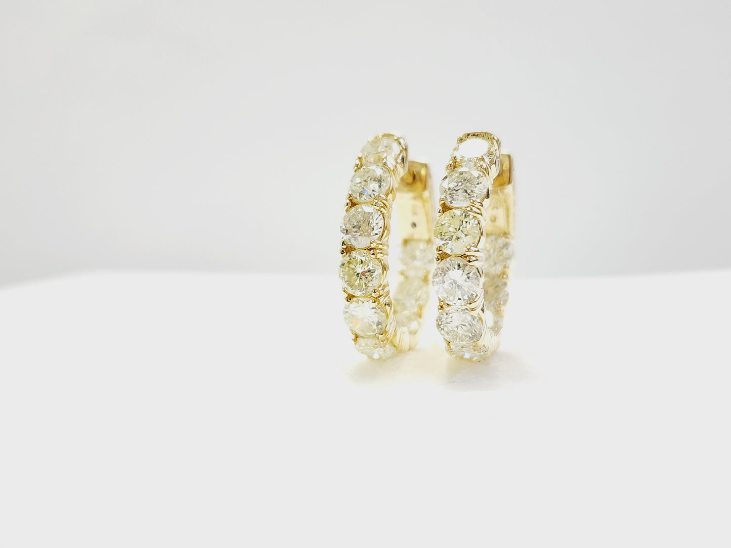 4.62 Carat Diamond Hoops Earrings 14 Karat Yellow Gold