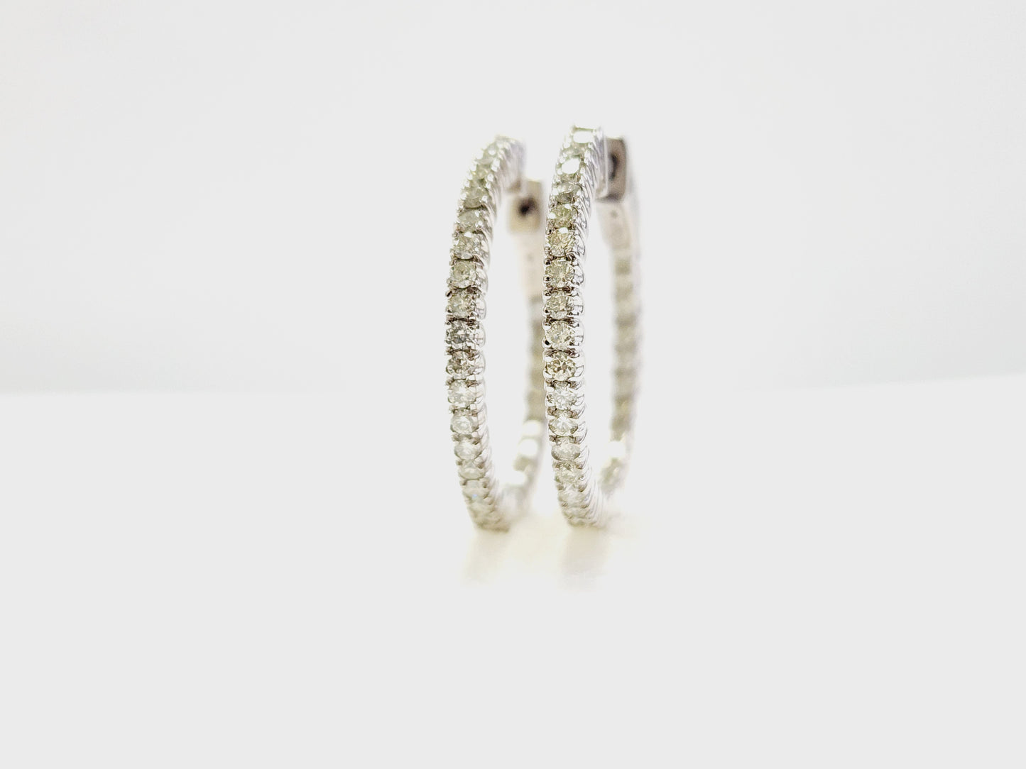 0.95 Carat Diamond Hoops Earrings 14 Karat White Gold